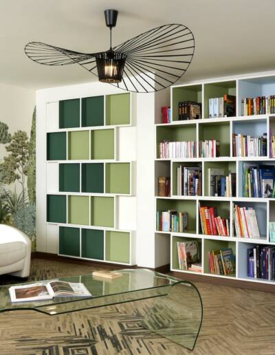 Rénovation, agencement et décoration d'un salon/bibliothèque modulable à Genneville - vue d'ensemble, par CREA DECO, Décoratrice UFDI à Honfleur, Deauville, Caen - 14